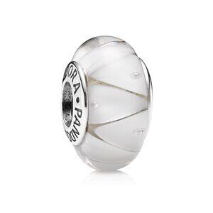 Authentic Pandora Sterling Silver White Murano Looking Glass Charm